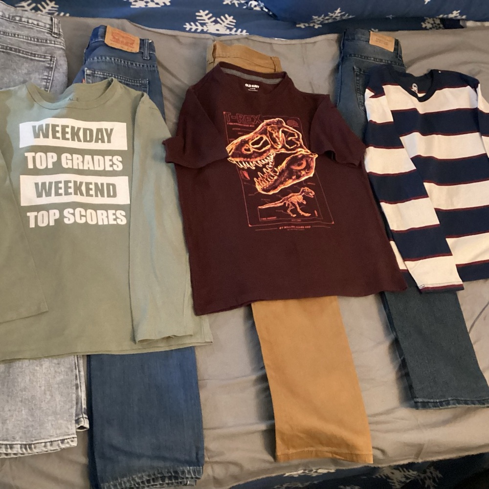 Boys size 12 Like new  jeans/ 10/12 Shirts.